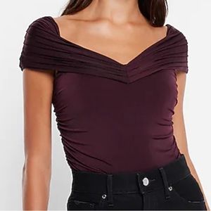 EXPRESS Ruched Off the Shoulder Bodysuit